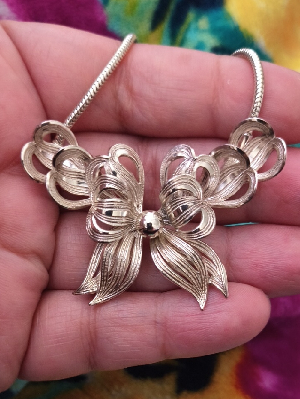 Beautiful Forstner Sterling Silver Bow Necklace 16"